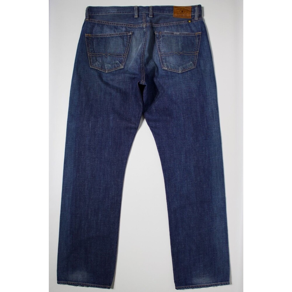 Lucky Brand 121 Heritage Slim Selvedge Distressed Jeans Dark Wash Men 36x32 (J2) - Picture 2 of 12